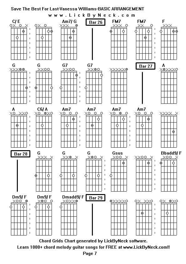 Chord Grids Chart of chord melody fingerstyle guitar song-Save The Best For Last-Vanessa Williams-BASIC ARRANGEMENT,generated by LickByNeck software.